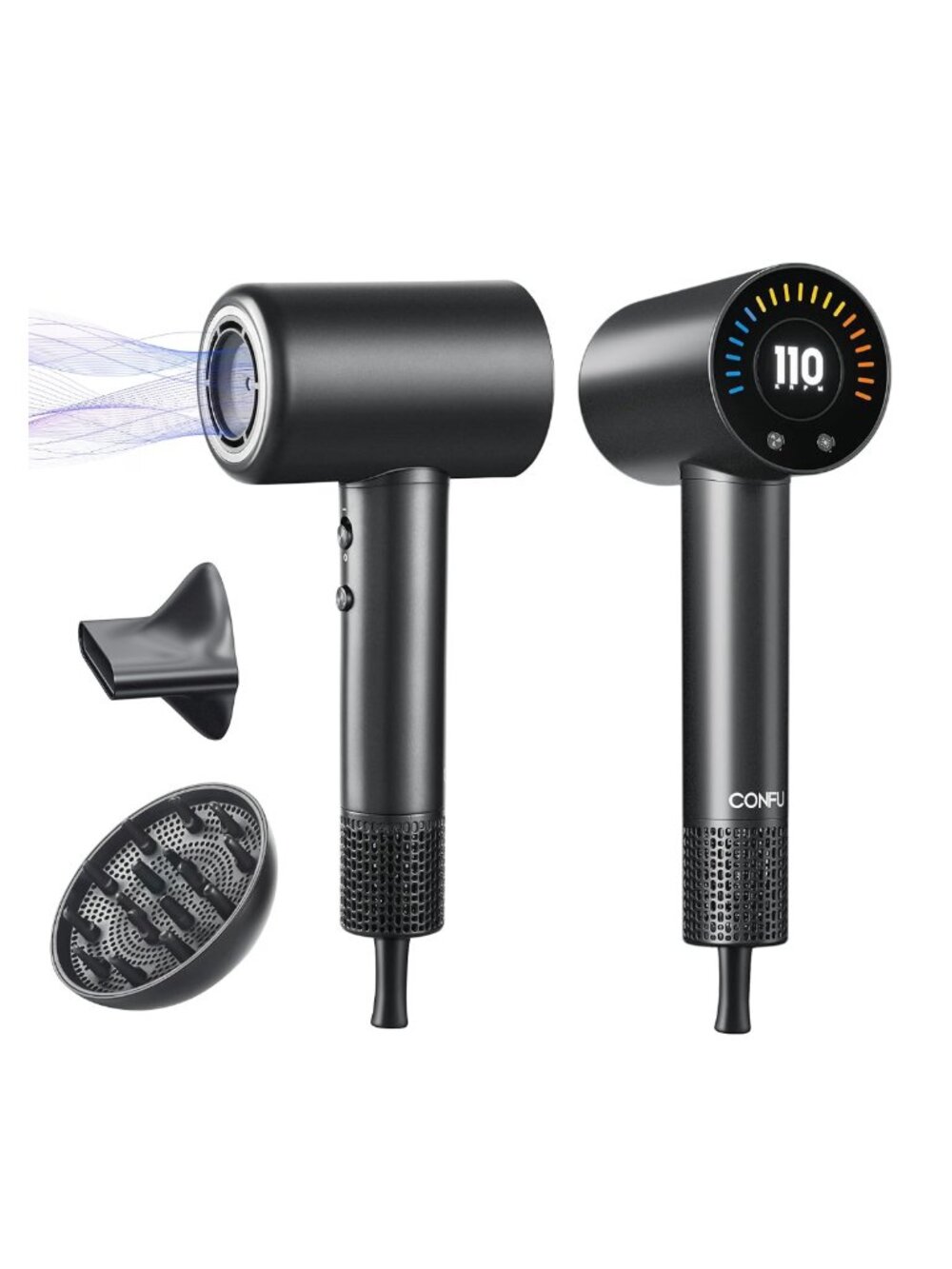 110000 RPM Ionic Hair Dryer with Diffuser Concentrator Magnetic Attachments